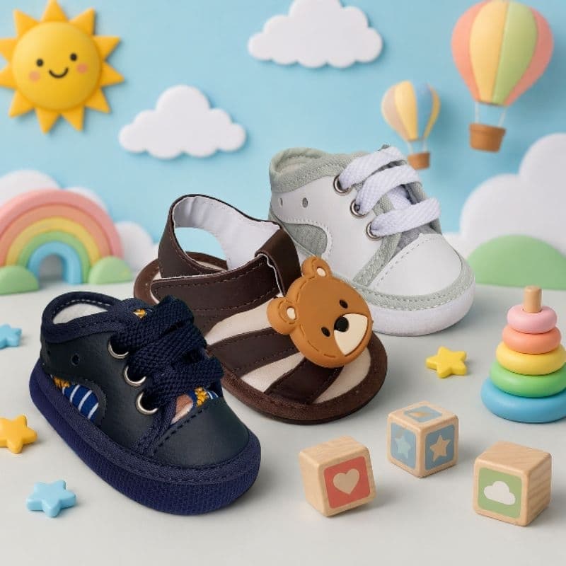 3 Calçados bebê menino azul cinza marrom sapatinho sandalinha infantil bebe masculino recém nascido