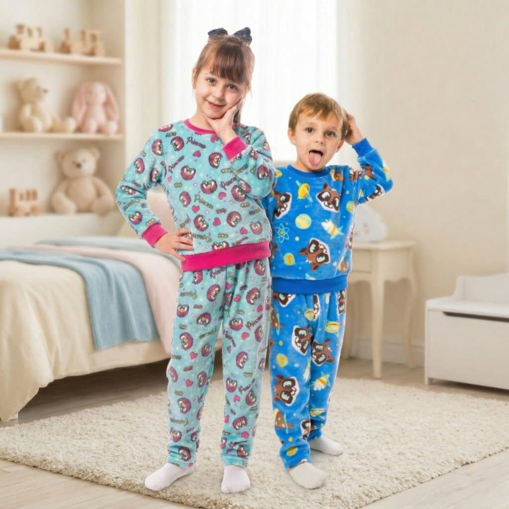 Conjunto Infantil Pelucia Fleece Estampado Inverno Pijama Quentinho conforto divertido Presente