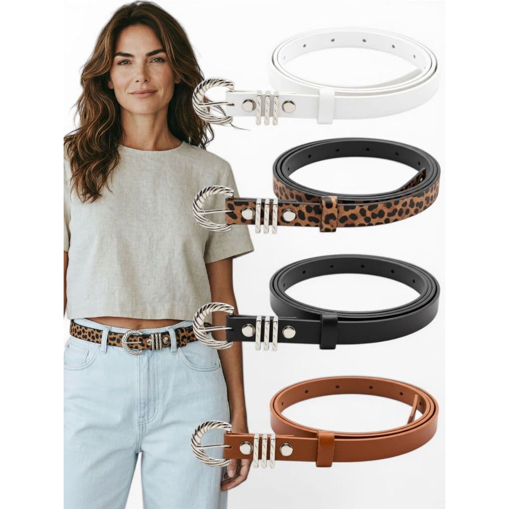 Cinto Feminino Elegante Blogueira Couro Sintético Fashion Da Moda Ajustável 1,5cm Básico - Larissa