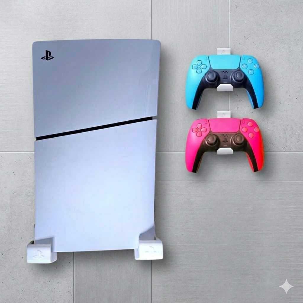 Kit Suporte de parede Para Ps5 Slim Digital  + 2 Suportes Para Controle