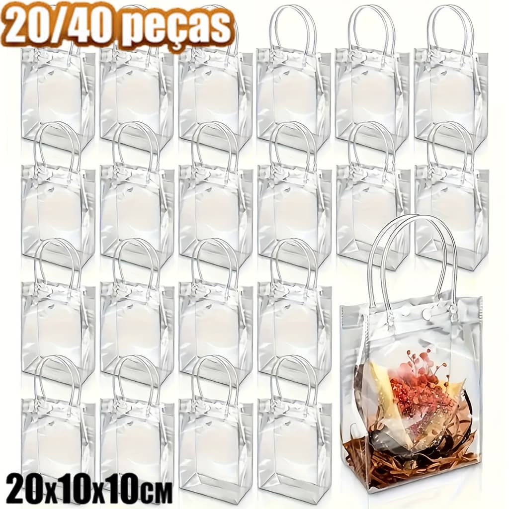 20 peças 40 peças Sacos De Presente Plástico Pvc Reutilizáveis Para Casamentos Festivais E Festas transparente