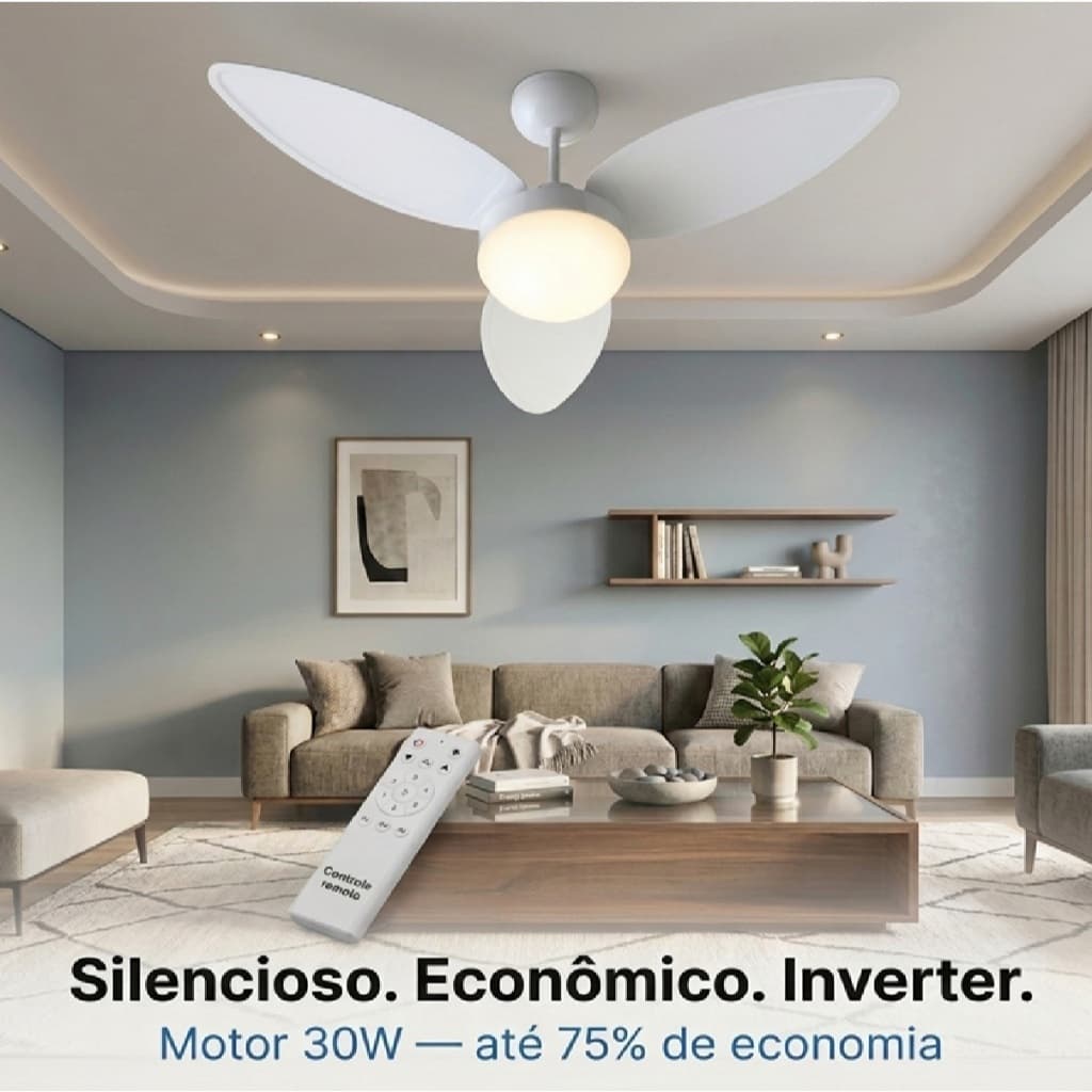 Ventilador Teto Silencioso Inverter Aires Ventisol Bivolt 6 Velocidades Controle Remoto