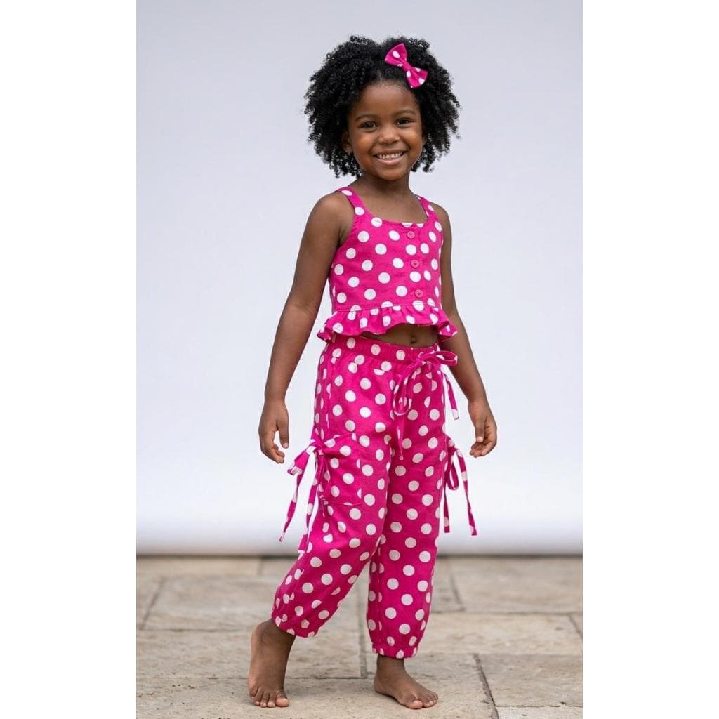 Conjunto Infantil Cropped com Babado e Calça Jogger Confortável Moderno e Estiloso
