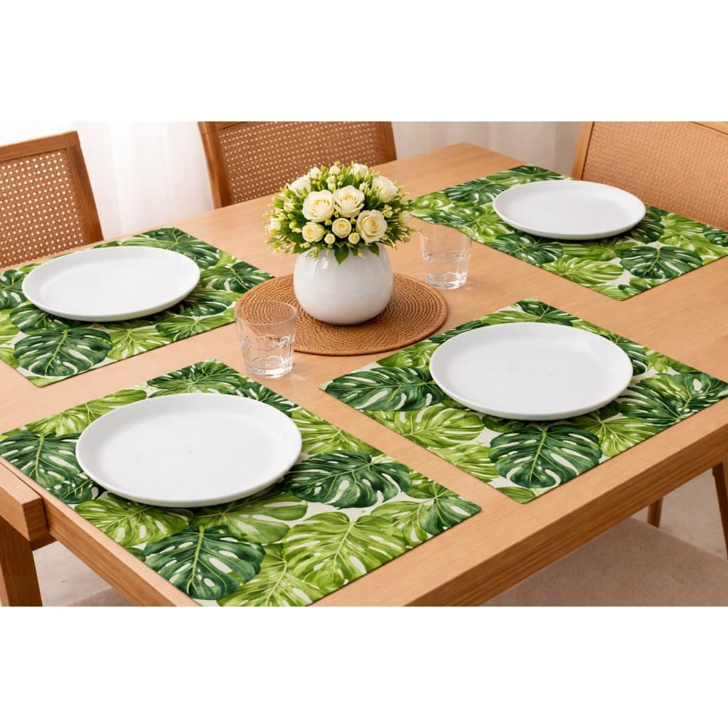 Jogo Americano Premium 4 Peças em Tecido Sublimado Floral | Mesa Posta Elegante | Jogo Americano Moderno