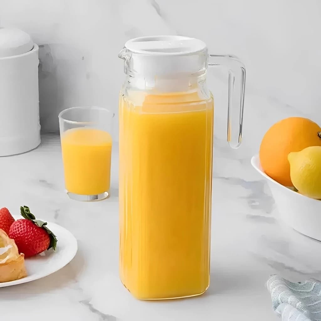 Jarra Vidro Resistente 1 Litro Design Elegante Pratica Para Cozinha Mesa