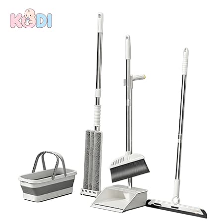 Kit Completo de 7 Peças para Limpeza Vassoura + Rodo + Pá +balde e Rodo Conjunto de esfregão -S7