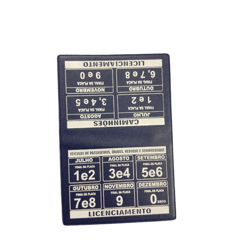 2 Porta documento carro plastico PCV Com Tabela de Licenciamento