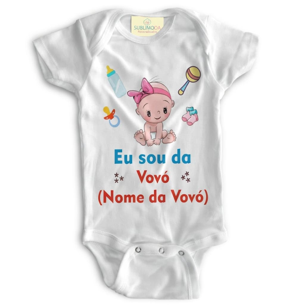 💖 Body Bebê Personalizado - Sou da Vovó - Poliéster + Elastano - Estica! 👶✨