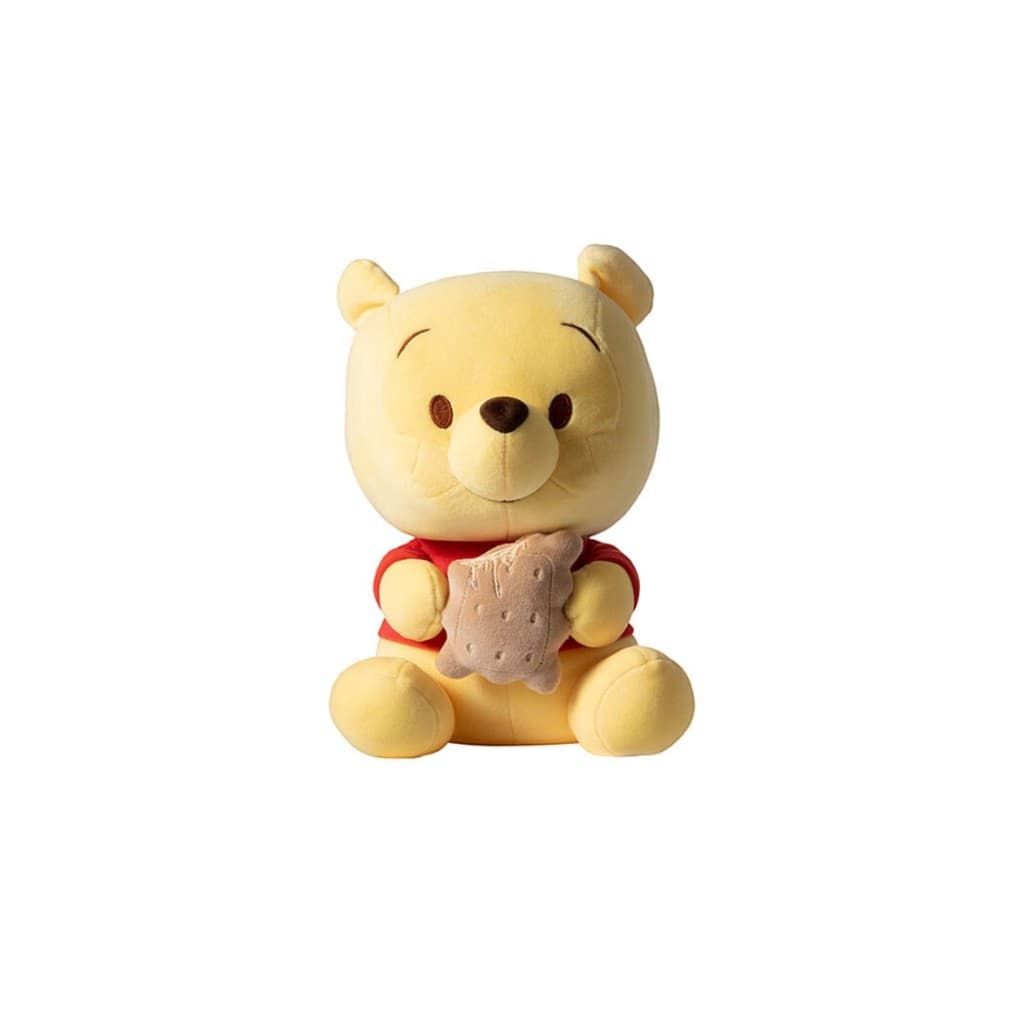 Pelúcia Ursinho Pooh Disney Miniso 27cm Macio Fofo original Amarelo com camiseta vermelha