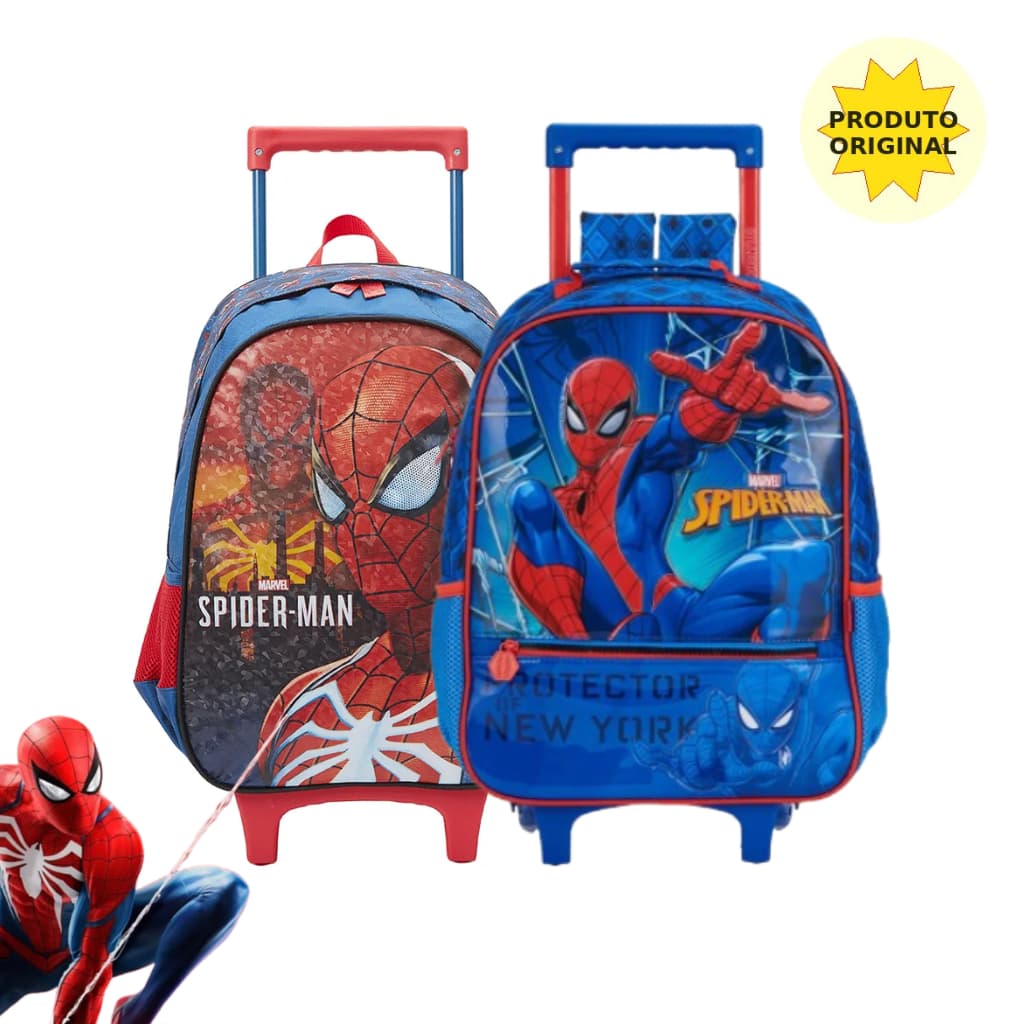 Mochila de Rodinhas Com Alça Homem Aranha Masculina Produto Original Xeryus - 13350/14938/13391