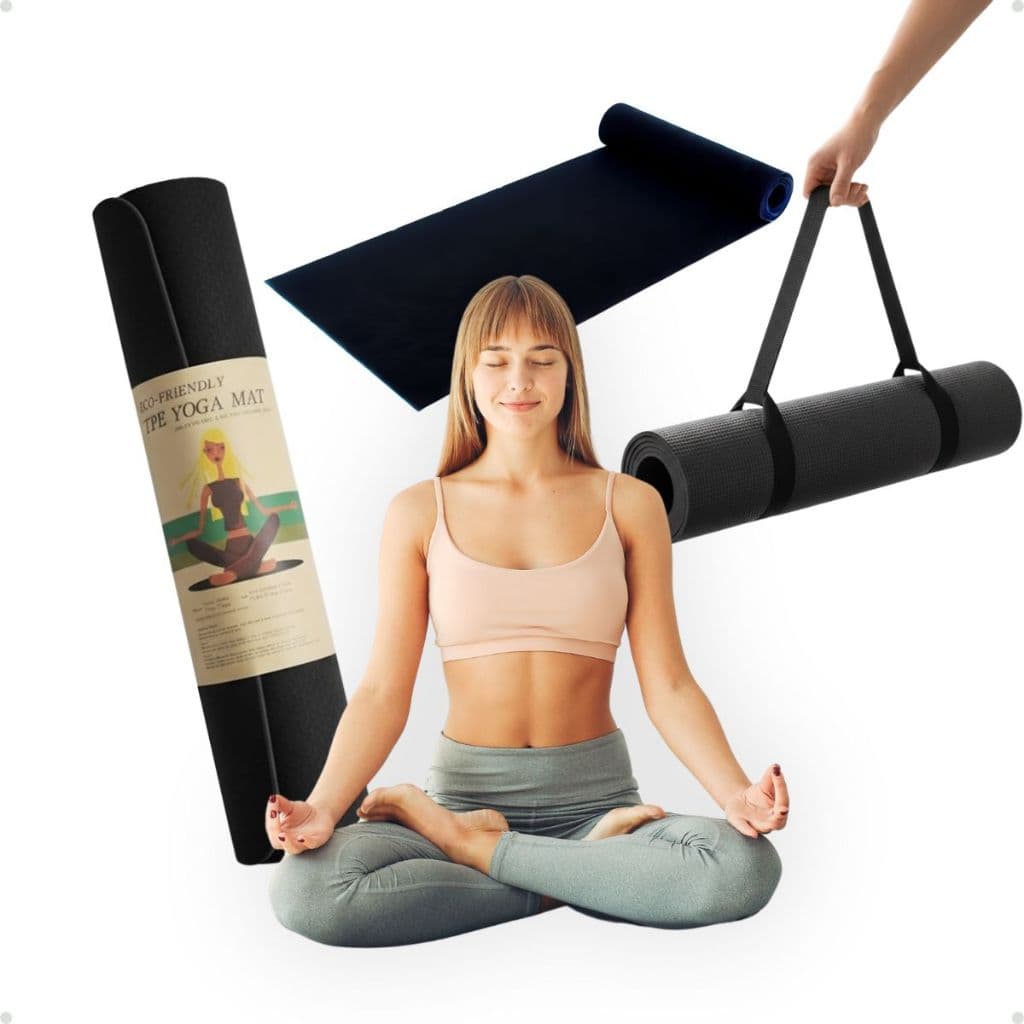 Tapete Yoga Pilates Tatame 5mm Colchonete Antiderrapante para Exercícios, Alongamento e Ginástica  173x61cm Preto ou Azu
