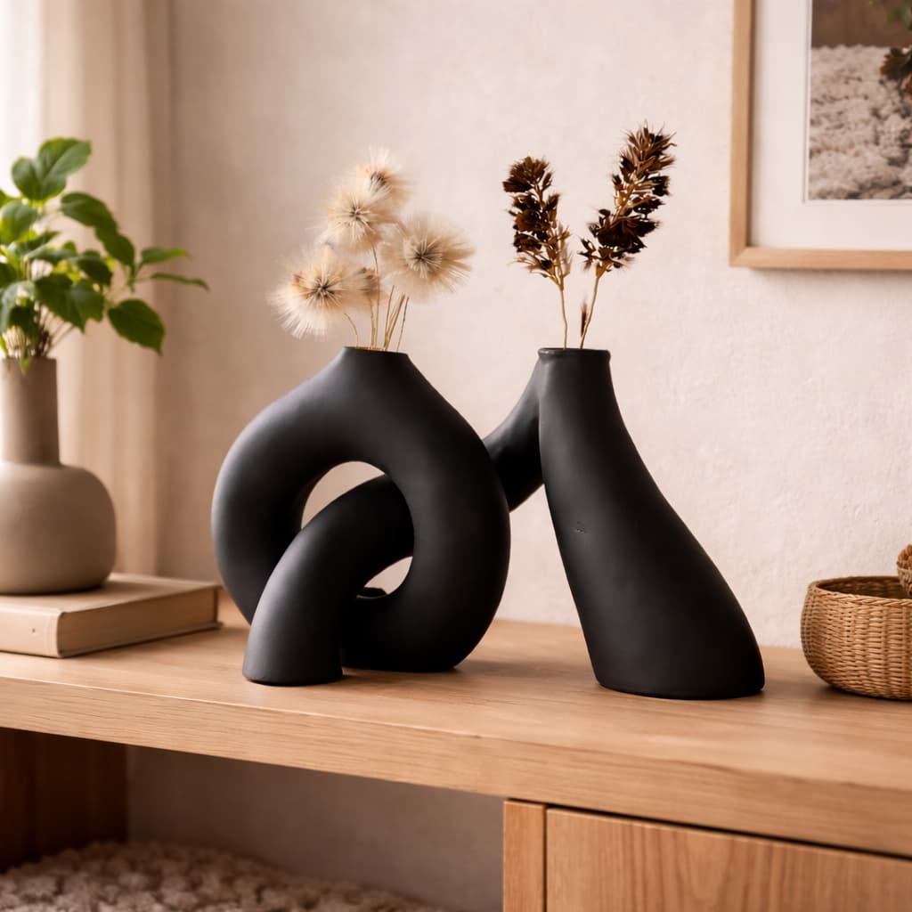 Dupla de Vasos Mônaco Entrelaçados – Design Moderno para Sala, Aparador, Quarto, escritório, rack