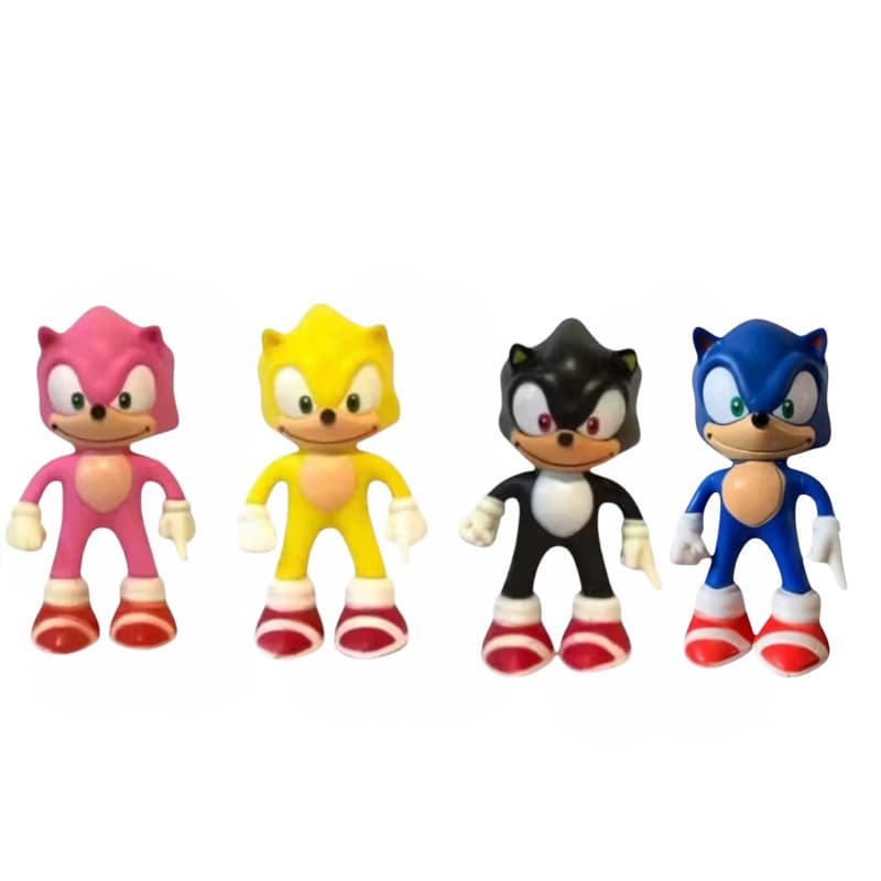 kit 4 bonecos do Sonic azul preto rosa amarelo