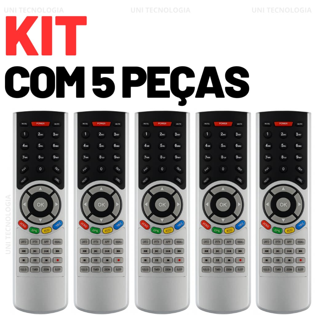 kit com 5 peças Controle Remoto 8074 Universal