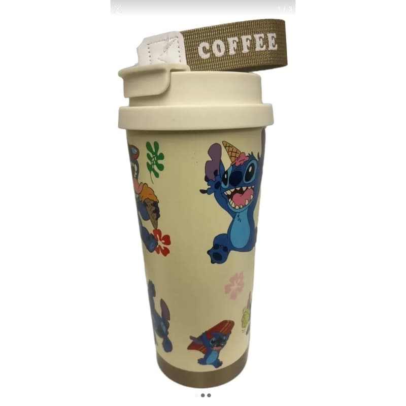 Copo Térmico Café e Água 500ml com Tampa Antivazamento Personagem  Portátil com Alça