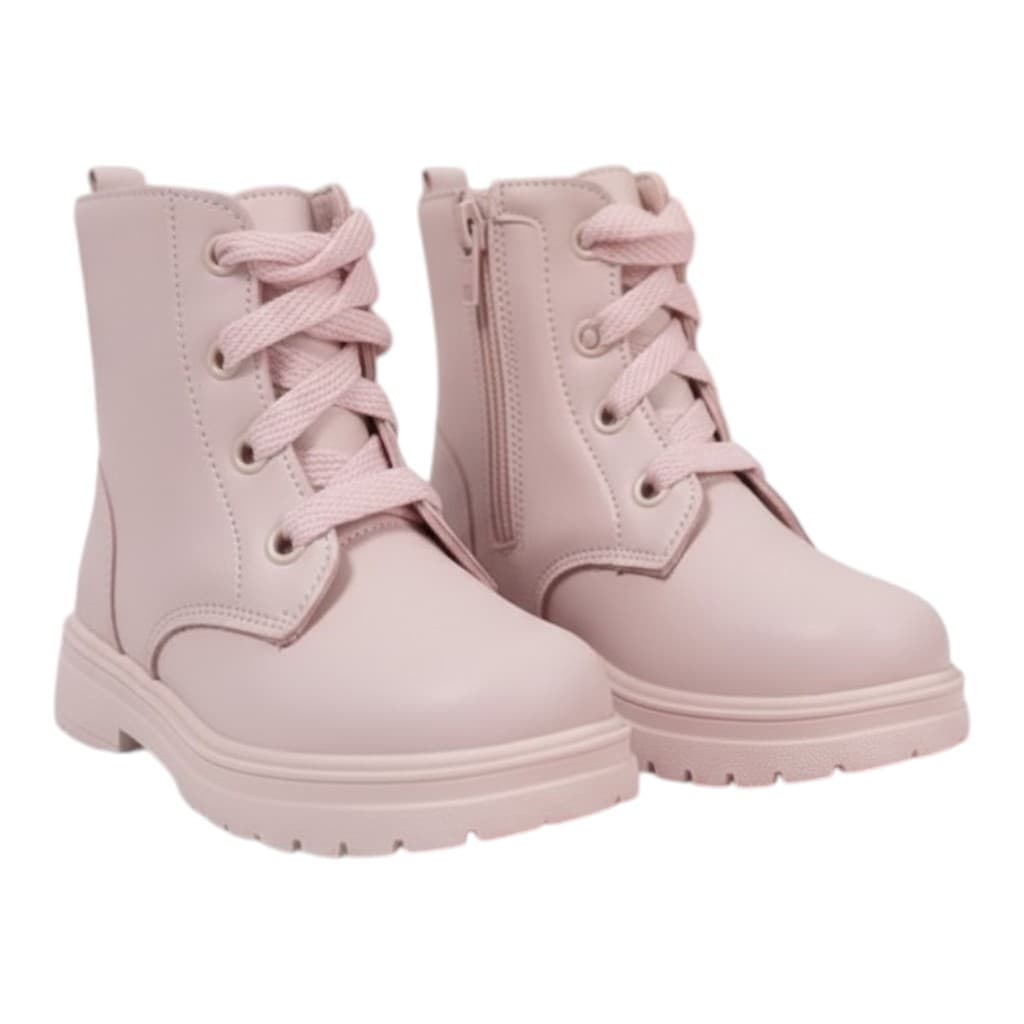 Coturno Rosa Infantil Menina Bota Moderna Confortável Antiderrapante Cano Médio