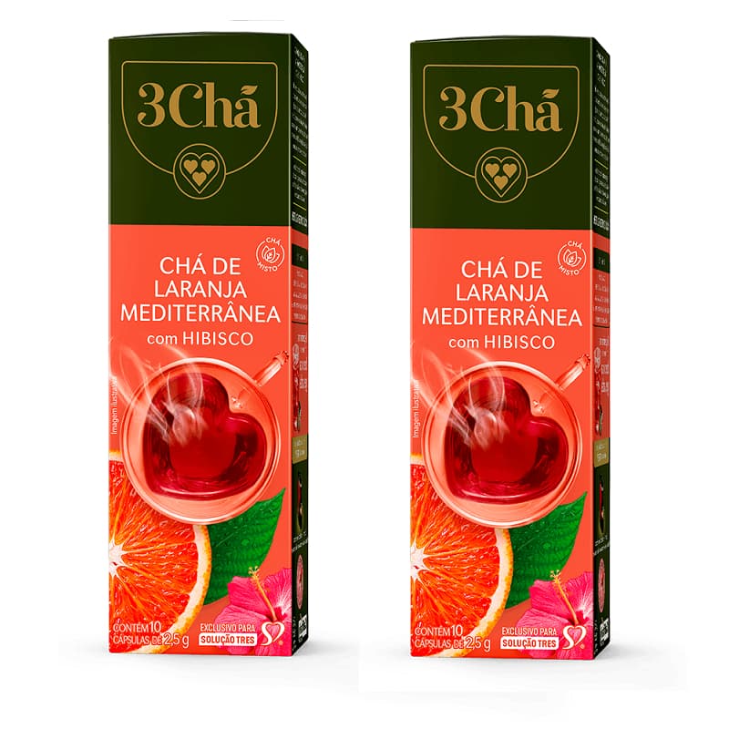 Kit c/ 20 Cápsulas Chá de Laranja Mediterrânea com Hibisco levemente adocicado TRES Corações 3Chá