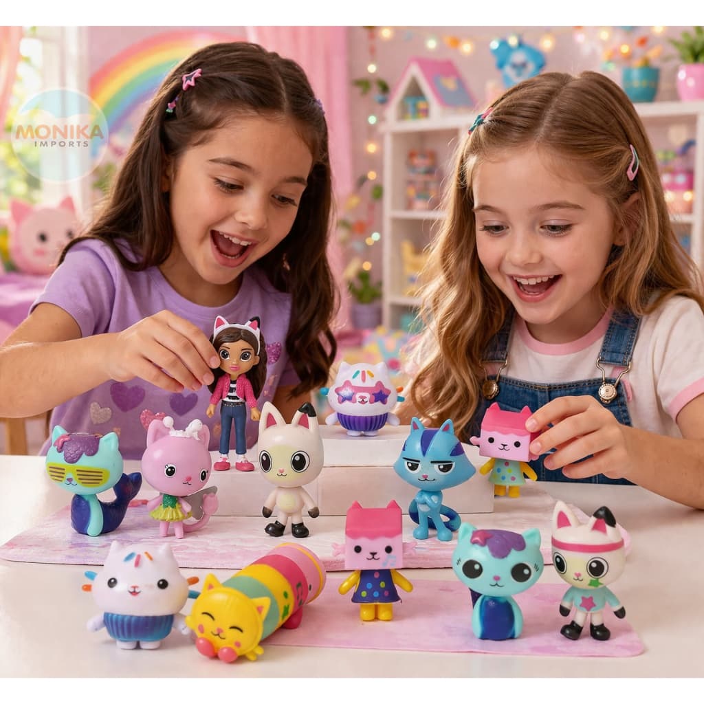 Kit 13 Miniaturas Gabby Dollhouse Casa Mágica Completo |Bonecos Personagens + Gatinhos Colecionáveis