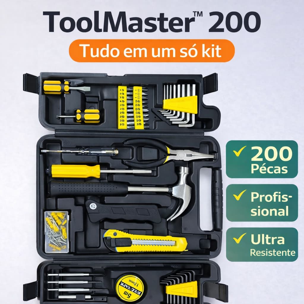 Kit Ferramentas Completo 200 Pecas  Profissional Com Maleta Resistente