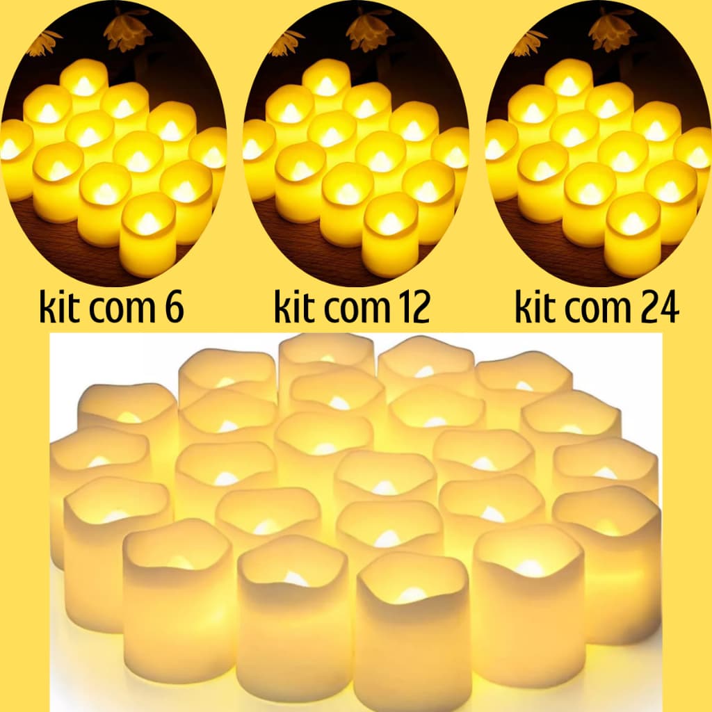 Vela de led Decorativa artificial Kit 6/12/24 decoração festas casamento igreja vela eletronica