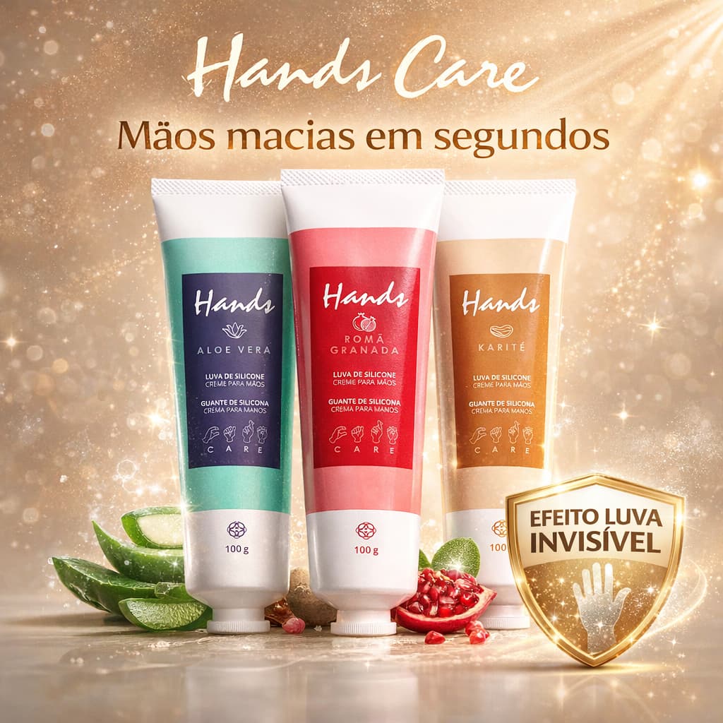 Kit Creme Hidratante Para As Mãos Luva de Silicone Hands Hidratação Profunda Varias Fragâncias 100gr