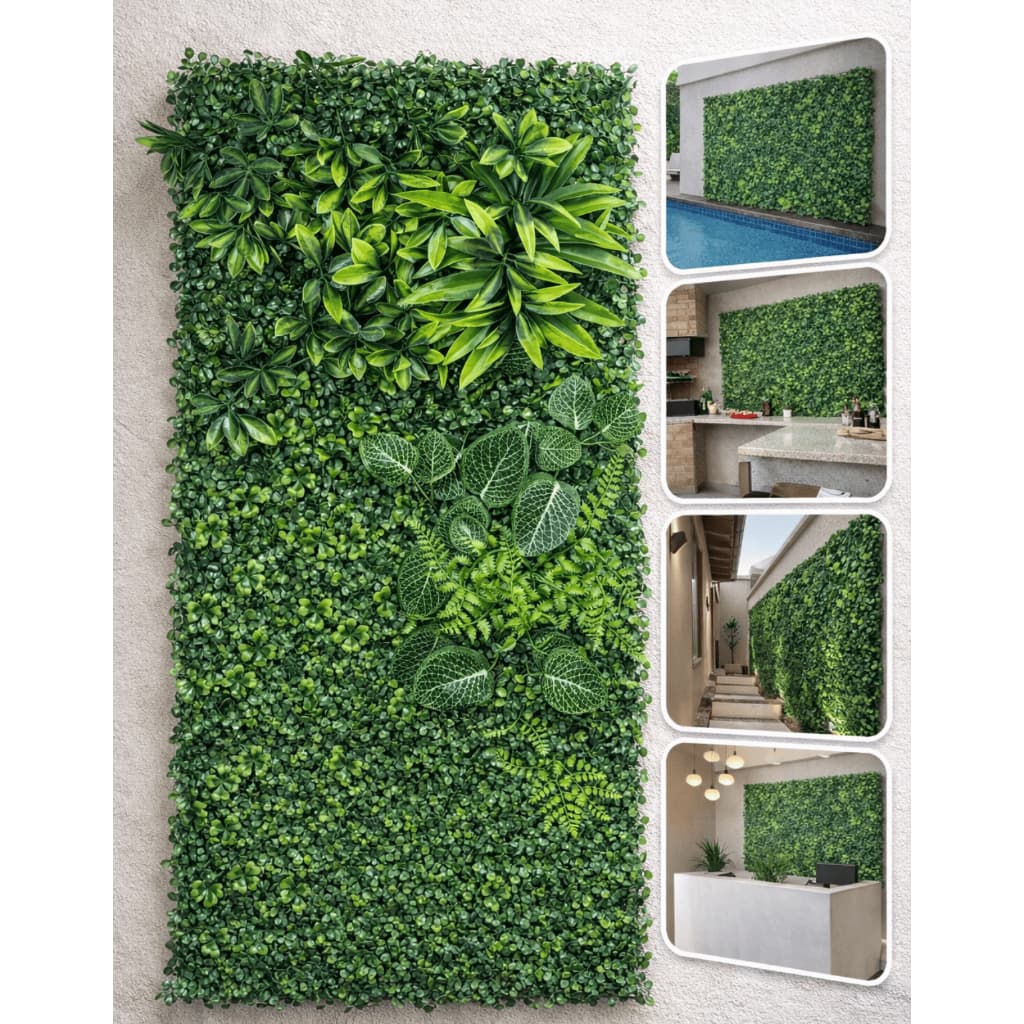 Kit 5 Placas de Jardim Vertical Placa 40x60 cm Botânico Verde Planta Flores Artificial
