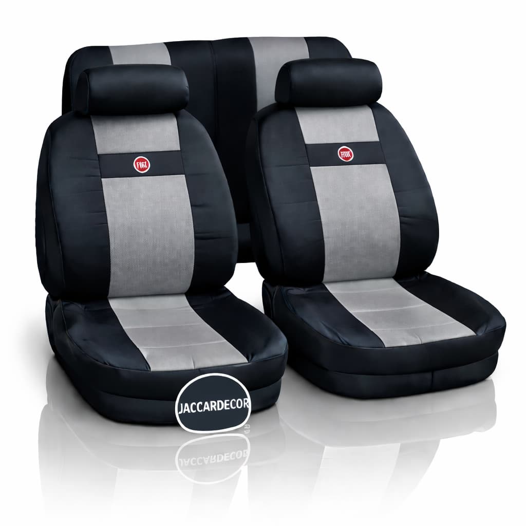 Capa de Banco Automotiva Universal Completa para Carro Fiat – Jogo com 5 Peças TecidO Preto e Cinza | Proteção