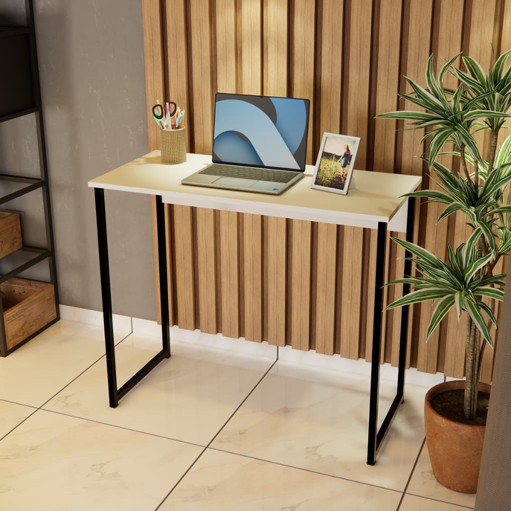 Escrivaninha Industrial Home Office MDF Metal 81cm Estudo Computador