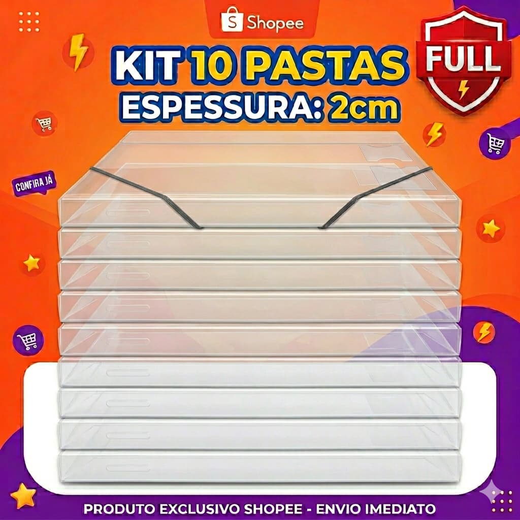 Pacote 10 Pastas ABA Elástico Cristal 2cm TAMANHO OFÍCIO- (ESCOLHA A QUantidade no anúncio ) .escritório-papelaria