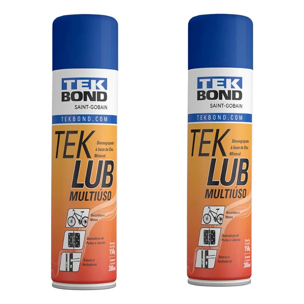 Kit C/ 2 Desengripante Spray Lubrificante Anticorrosivo Tekbond Teklub 300ml/150g