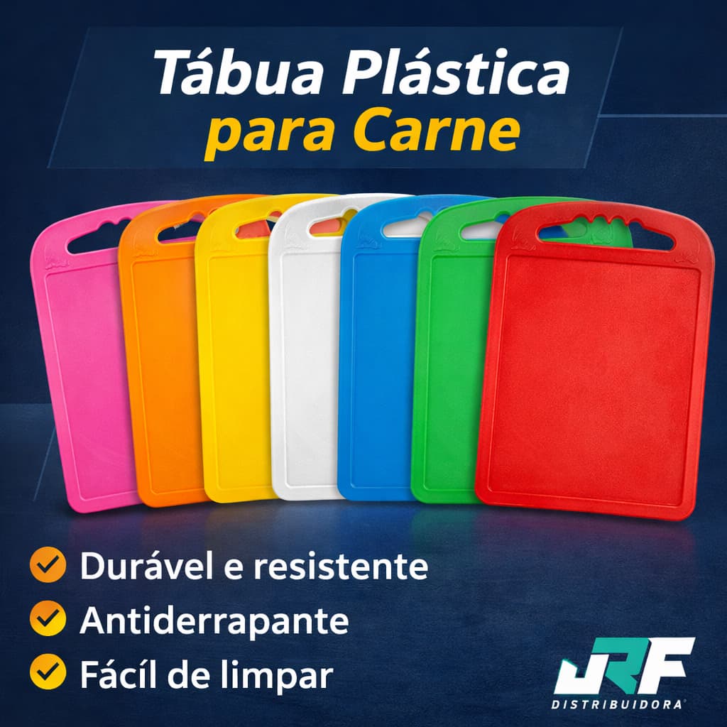 Kit Tábua De Corte Plástica P/ Carne 37x23cm Cores Variadas Antiderrapante JWC Utilidades Domésticas