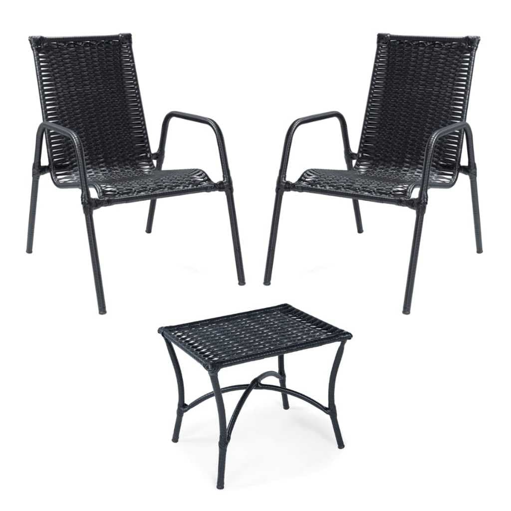 Kit 2 Cadeiras Sauipe +Mesa moderna Junco Sintético Moderno Confortável Versátil Jardim Piscina Área