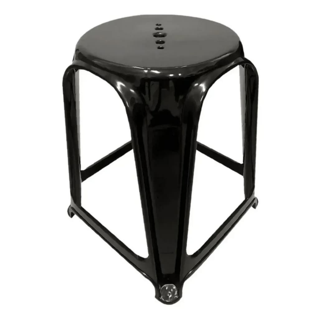 Banqueta Banco Plástico 45cm Banquinho Reforçado 120kg Preto