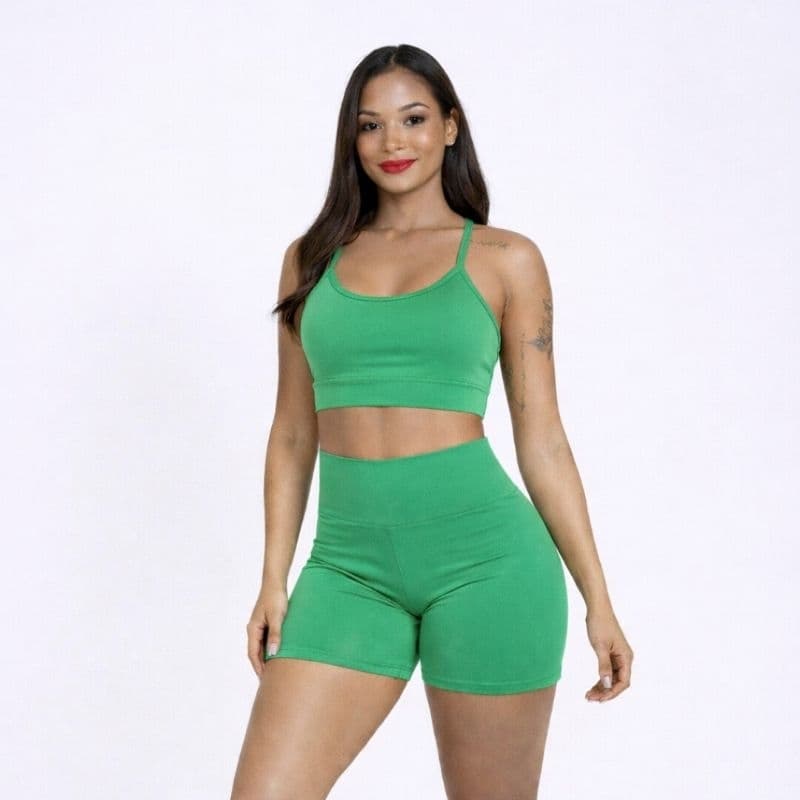 Conjunto de Academia Feminino Short e Top Academia Marrom Gringa Treino