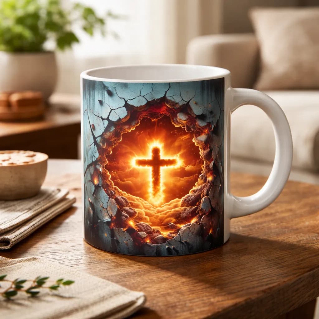Caneca de Porcelana 3d  Deus é Amor Design Moderno