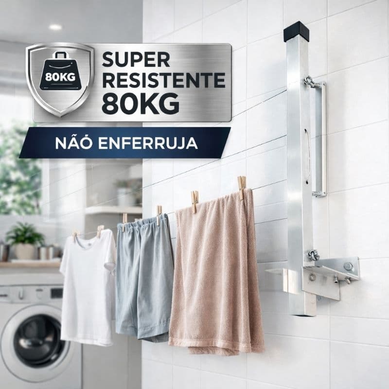 Varal Retrátil Alumínio Reforçado 80kg Ideal Para Apartamento Pequeno Não Enferruja