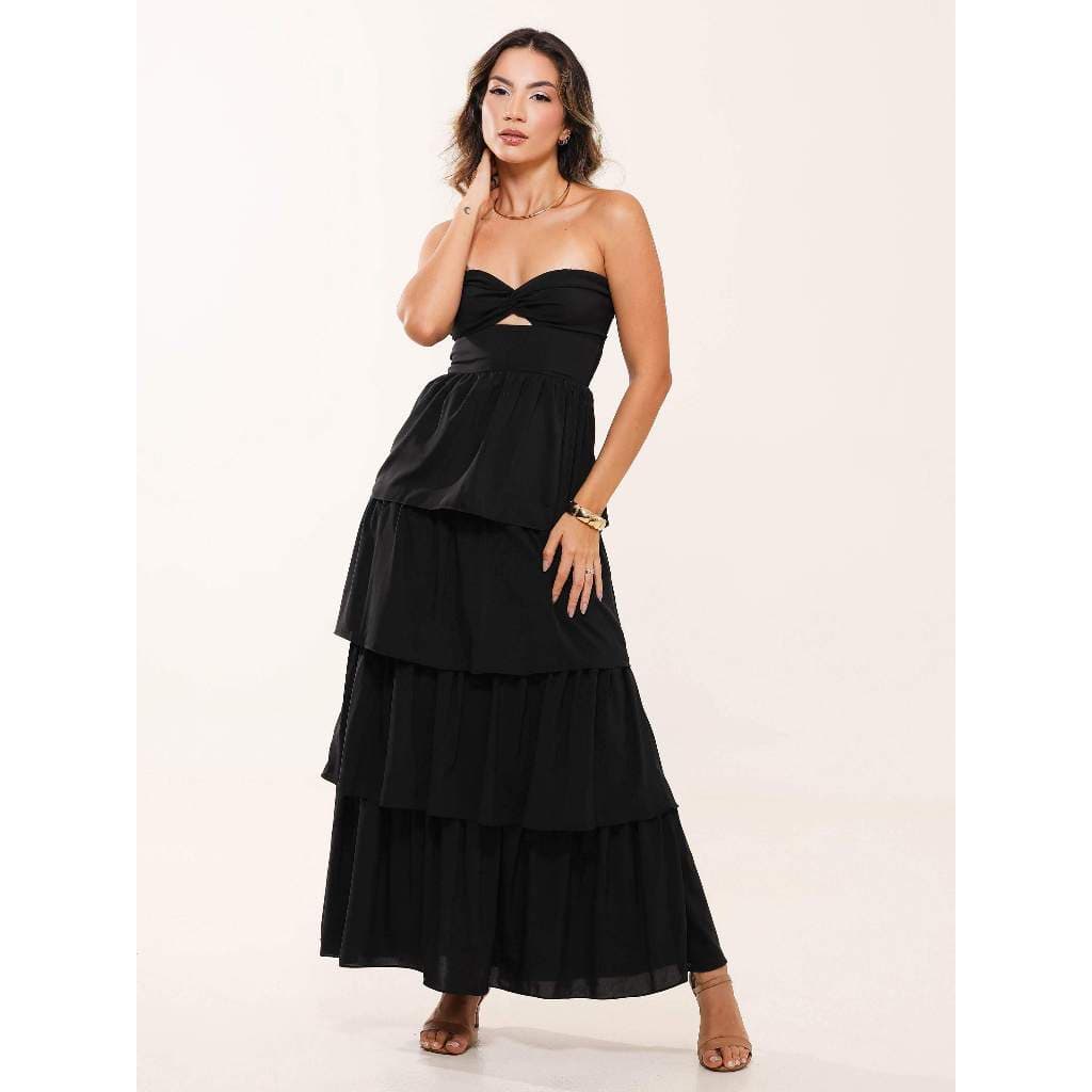 Vestido Longo Tomara Que Caia Seguro no Busto Fluido Festa Casamento Madrinha Casual Elegante