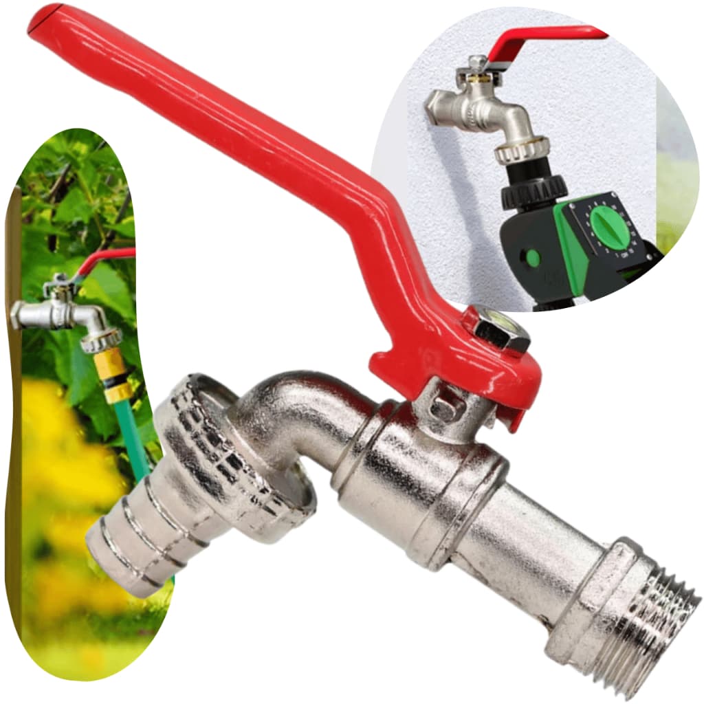 Torneira 3/4 Metal com Bico e União para Jardim Quintal Lavanderia Área Externa Resistente