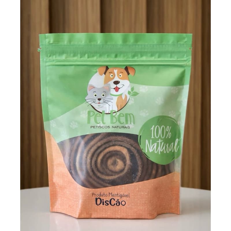 Disco Mastigável para Cachorro Couro Bovino Desidratado Natural | Mordedor Pet Durável Anti Tédio Limpeza Dental