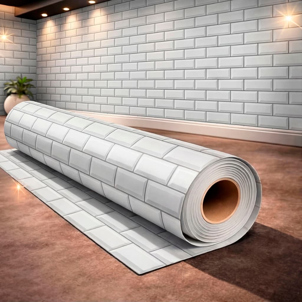 Papel de Parede Adesivo Tijolinho Branco Moderno Para Sala Hall Lavável