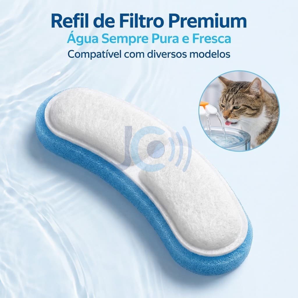 Kit 4 Refil Filtros Bebedouro Fonte De Água Pet Cães e Gatos 10cm
