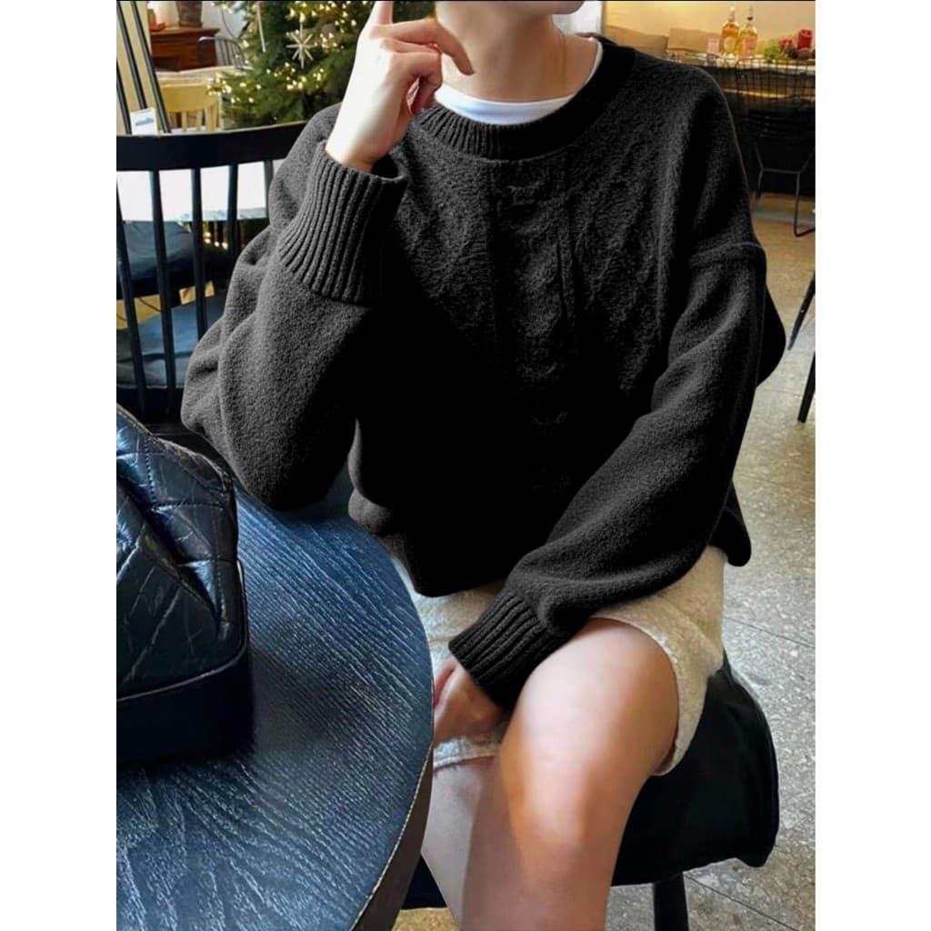 1pçs Mohair (angorá) Blusa Manga Longa Feminina Grosso Estampada Lisa Feriado Férias Escritório Diário Outuno Inverno