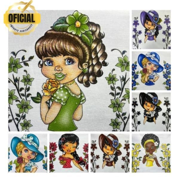 Kit 10 Panos de Prato BONEQUINHAS 45 x 70 Cm 100% Algodão Premium Decoração Artesanato
