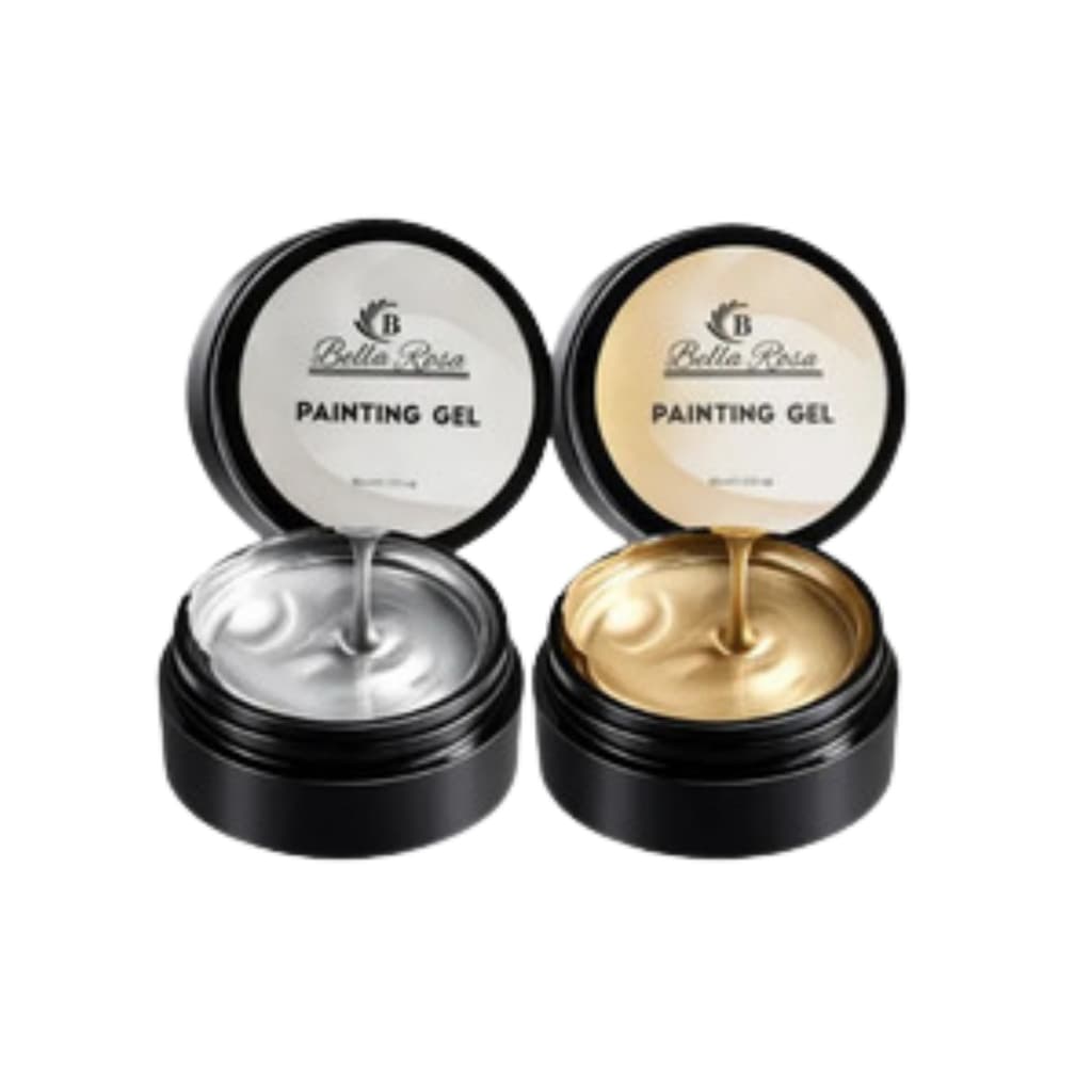 BELA ROSA GEL PAINT DOURADO E PRATA EFEITO DE PO CROMADO PROFISSIONAL/TRAÇOS/DECORAÇAO/FRANCESSA