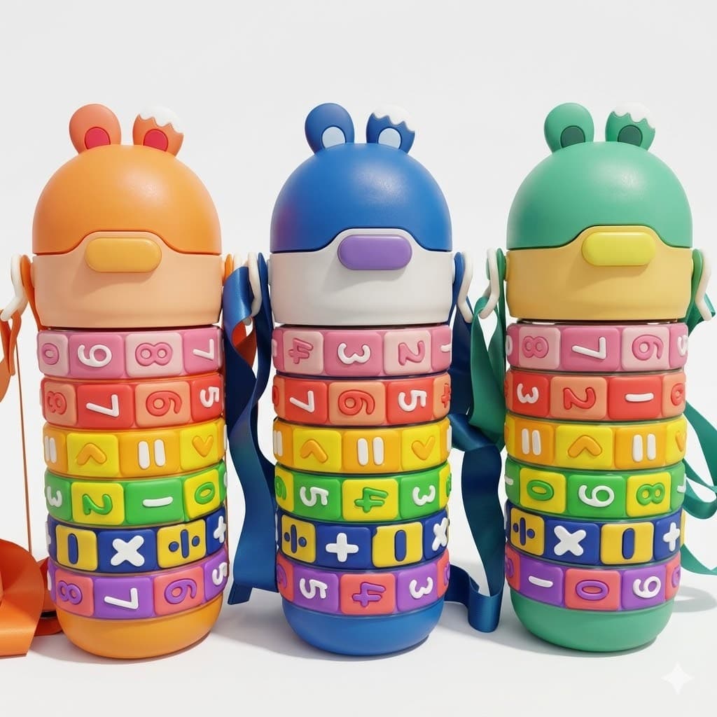 Garrafa de Água Infantil Tabuada Interativa 680ml Educação Matemática