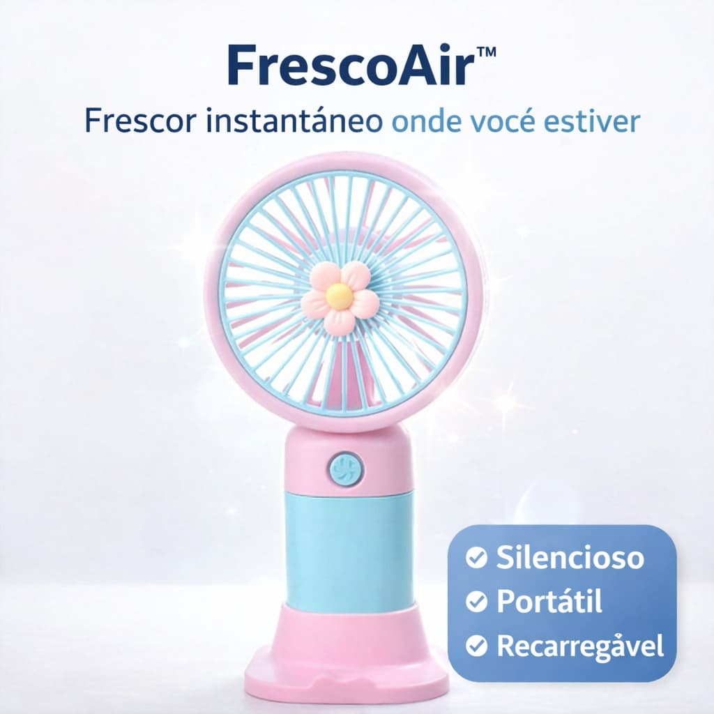 Mini Ventilador Portátil USB Recarregável Silencioso FrescoAir™ Compacto Potente com Bateria Longa