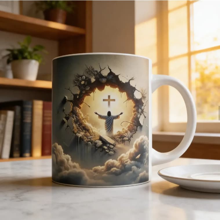 Caneca 3D Porcelana Gospel Jesus Cristo Deus Fé Presente Criativo