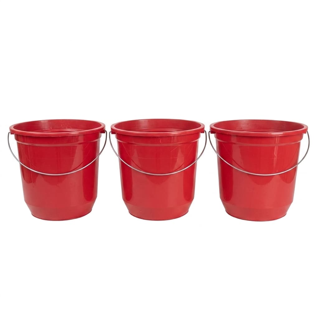 Kit 3x Baldes 7,5 Litros Vermelho Reforçado Limpeza Casa Lavanderia Plástico
