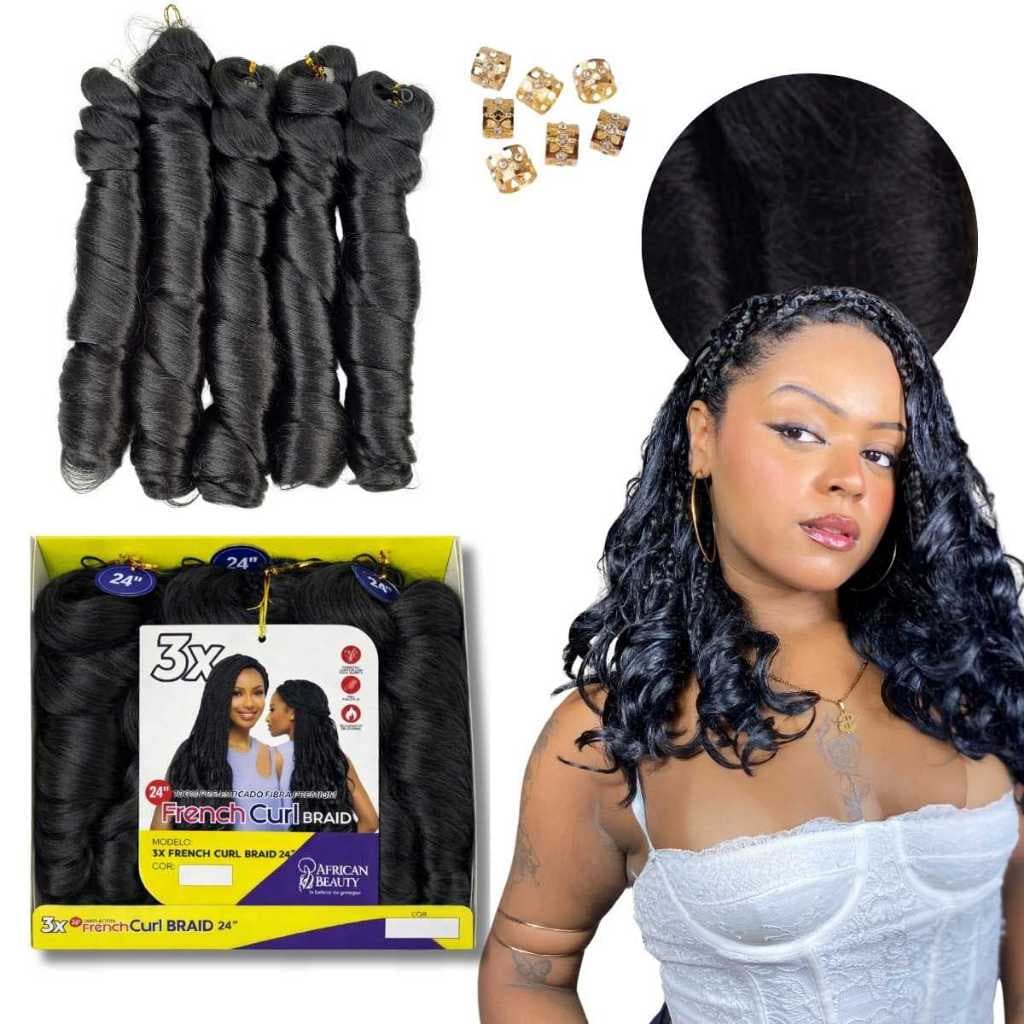 Cabelo French Curl Caixa 3x Cacheado 60cm African Beauty