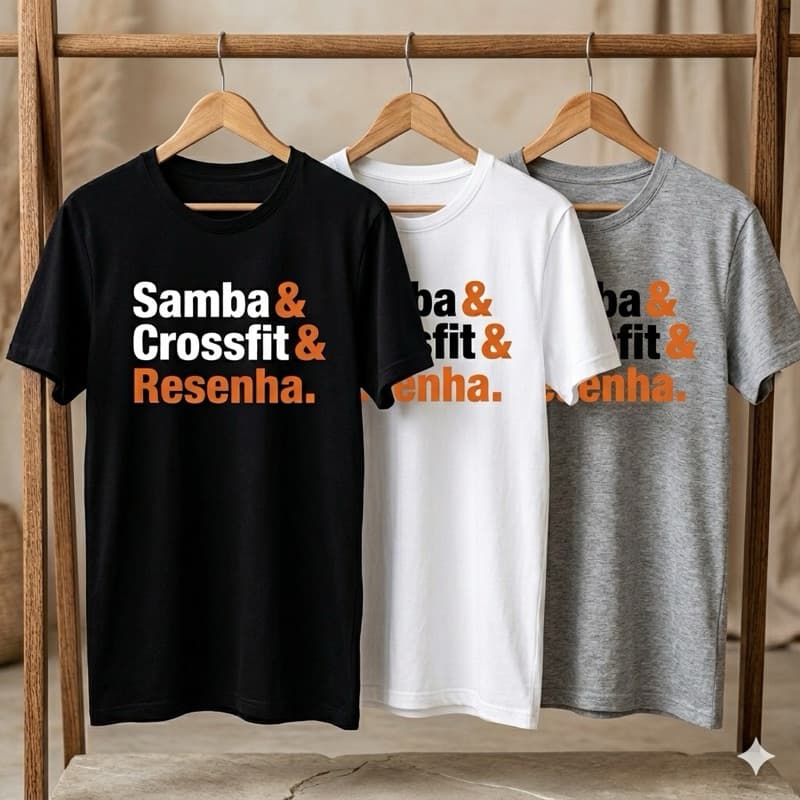 Camiseta Samba é Crossfit e Resenha casual crossfit unissex